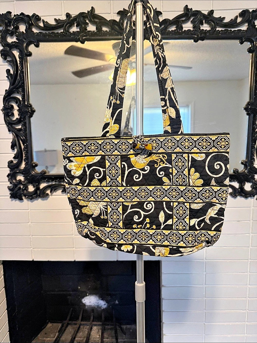 Vera Bradley Black & Gold Printed Tote Like New